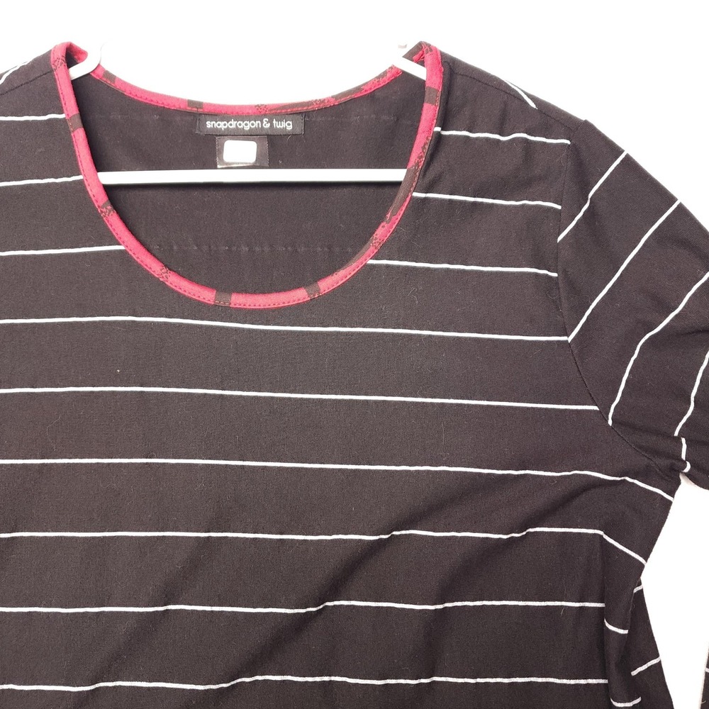 Snapdragon &‎ Twig Top Womens Small Black Striped Scoop Neck Stretch